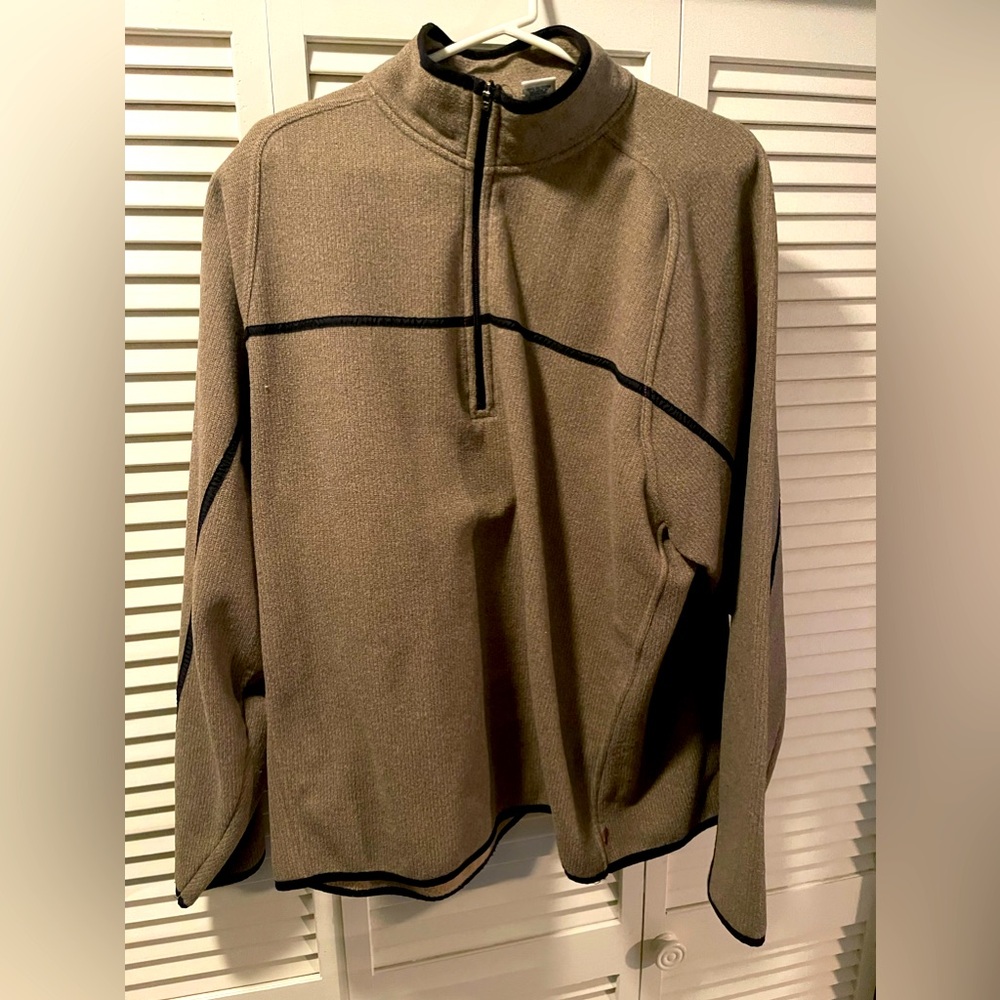 Old Navy Men’s 1/4 Zip Jacket Knit Shell W Fleece Lining Khaki/Black XXL GUC